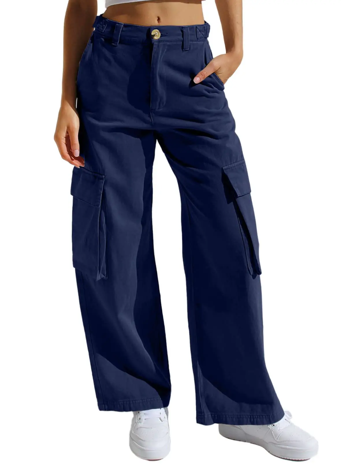Black Cargo Pants for Women with Multi-Flap Pockets — feature 35