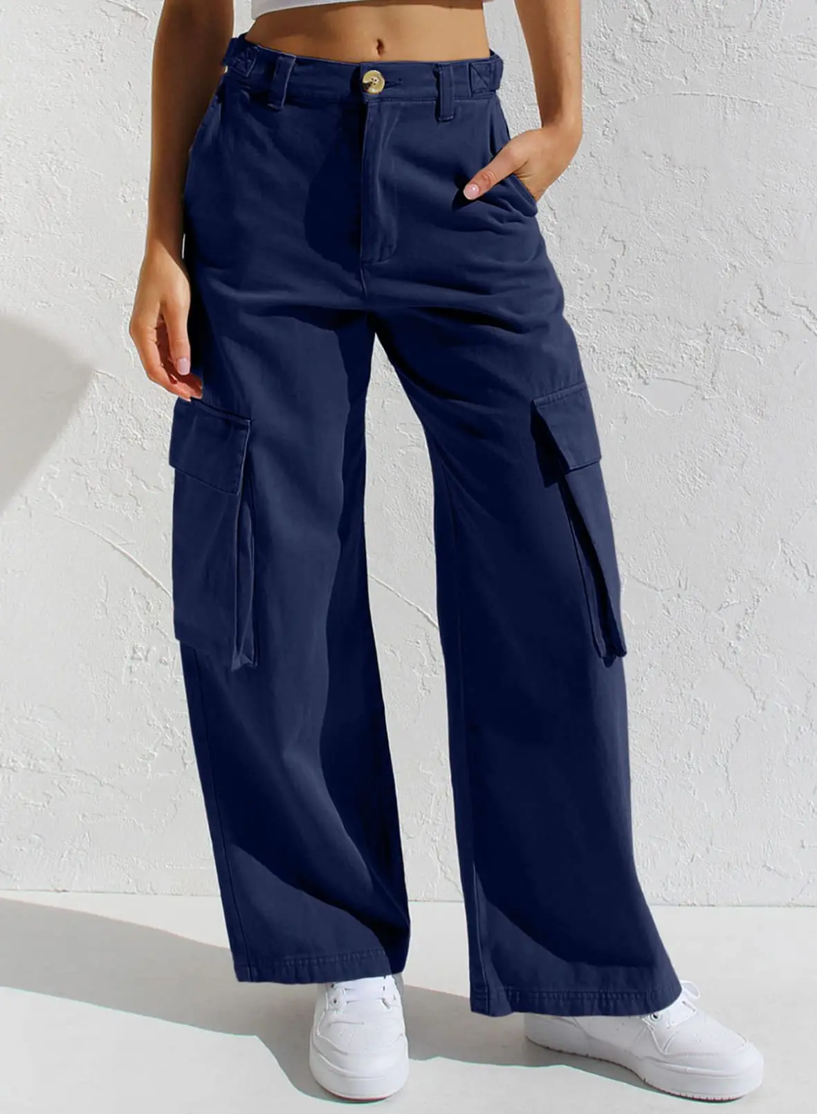 Black Cargo Pants for Women with Multi-Flap Pockets — feature 37