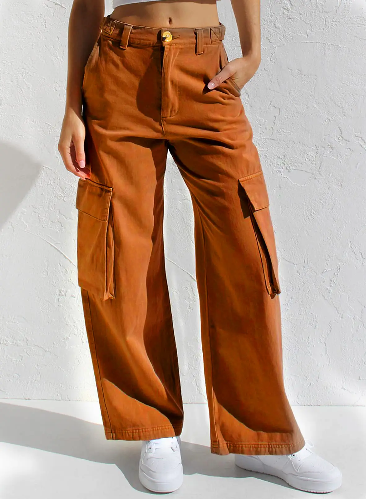 Black Cargo Pants for Women with Multi-Flap Pockets — feature 39