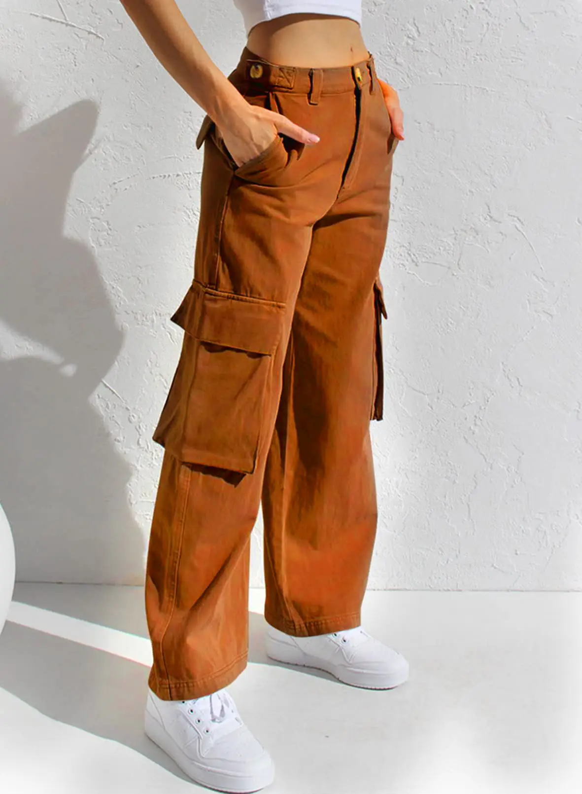 Black Cargo Pants for Women with Multi-Flap Pockets — feature 40