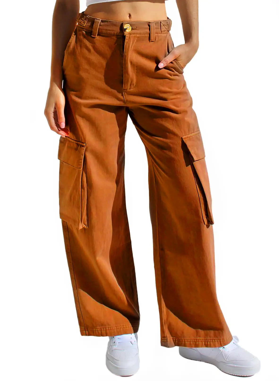 Black Cargo Pants for Women with Multi-Flap Pockets — feature 42