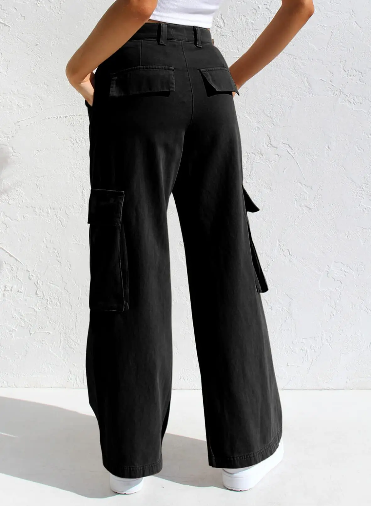 Black Cargo Pants for Women with Multi-Flap Pockets — feature 8