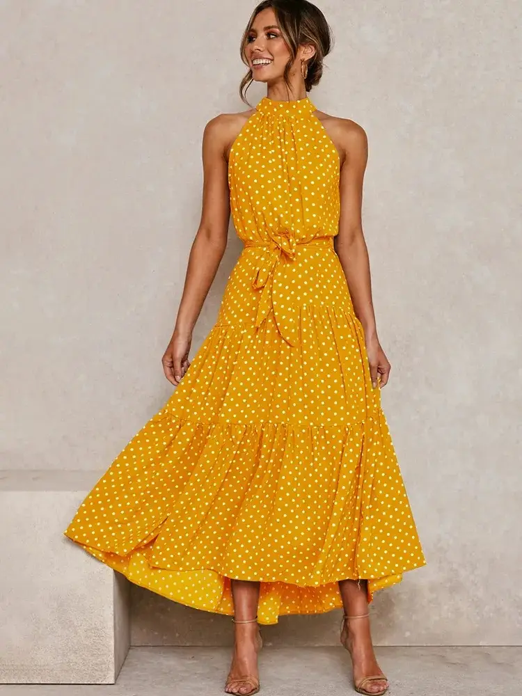 2025 Women's Printed Lace-Up Gown Dress — feature 2