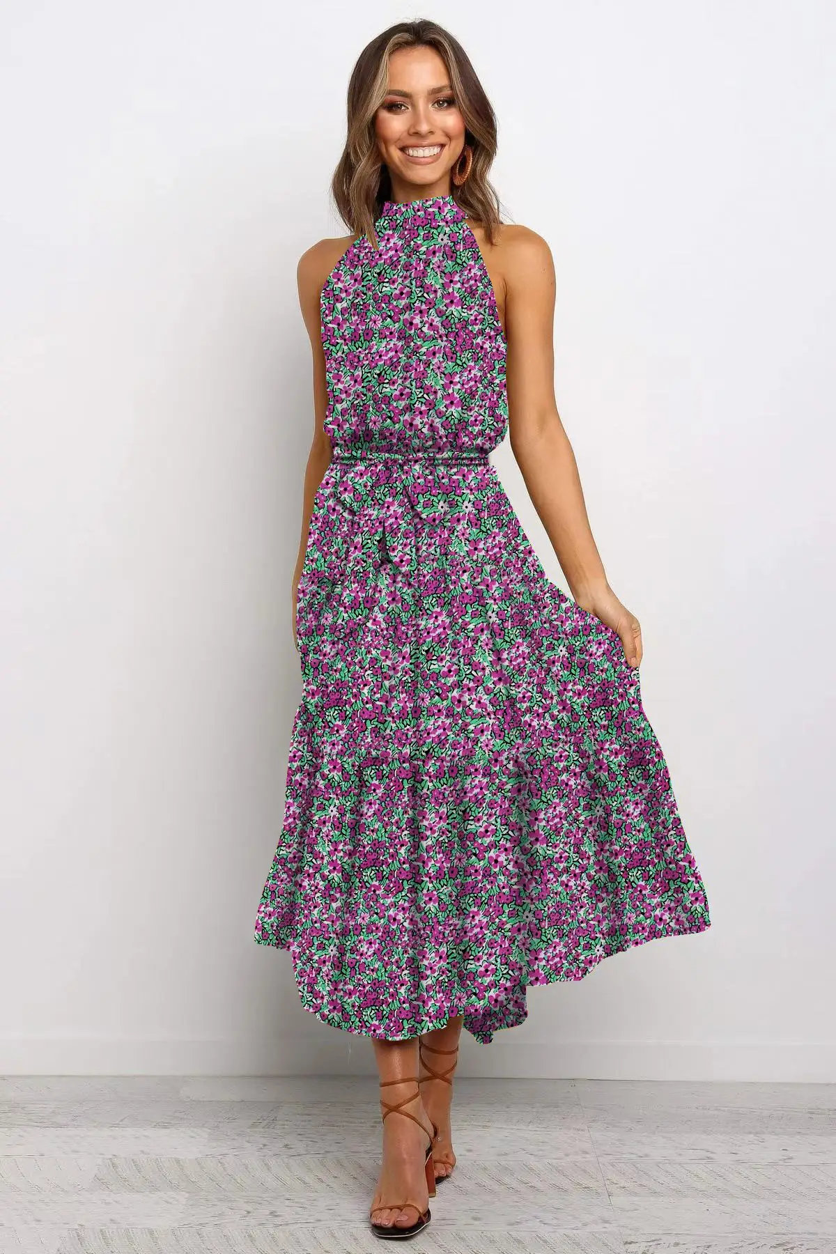 2025 Women's Printed Lace-Up Gown Dress — feature 29