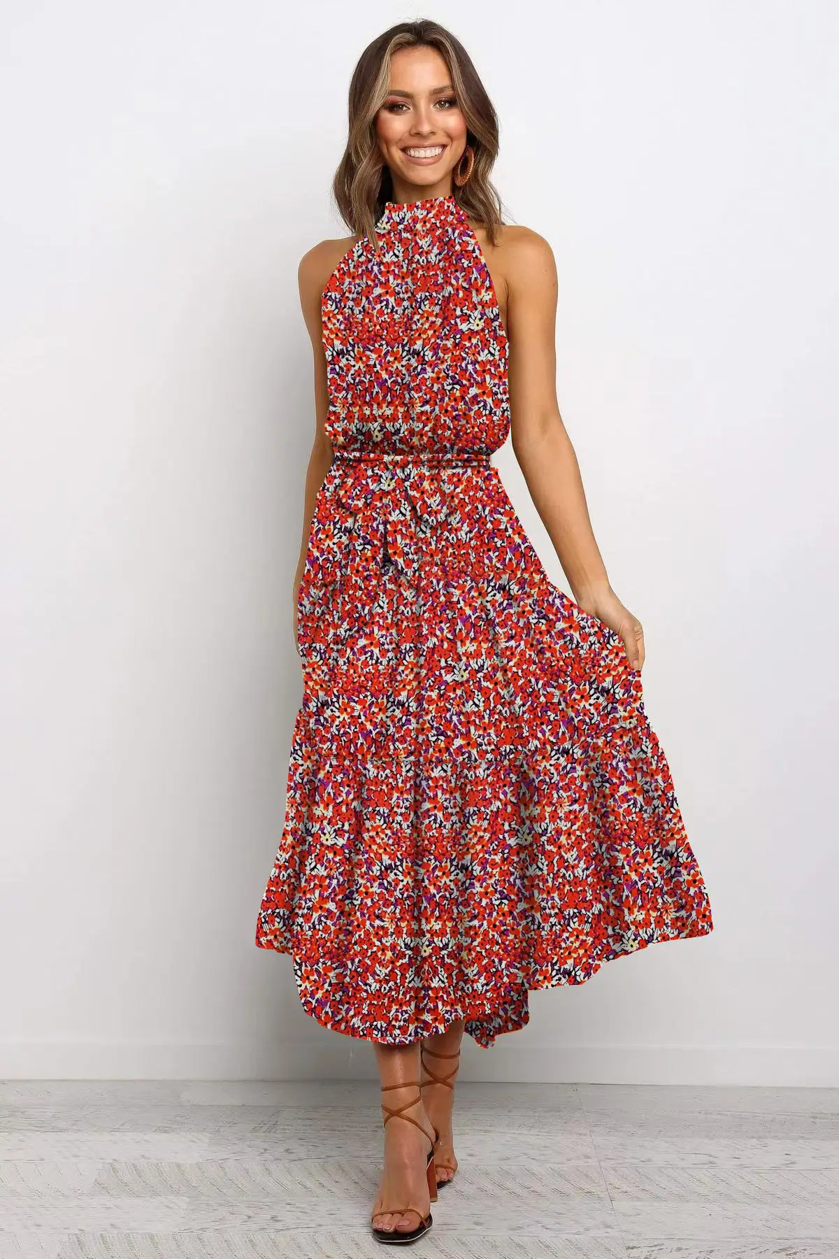 2025 Women's Printed Lace-Up Gown Dress — feature 30