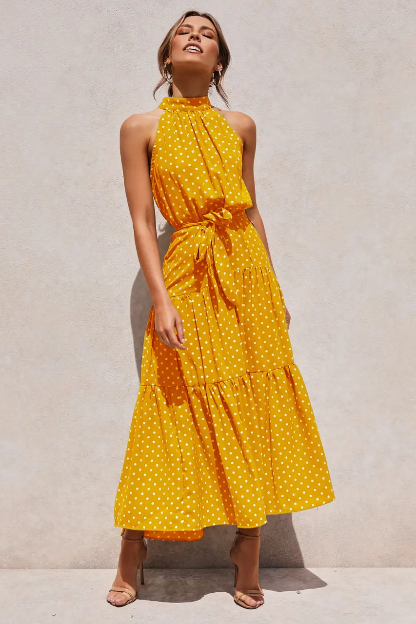 2025 Women's Printed Lace-Up Gown Dress — feature 5