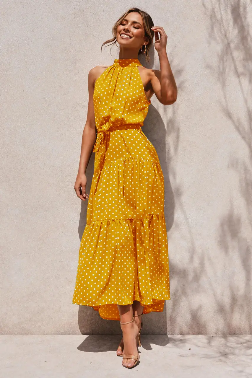 2025 Women's Printed Lace-Up Gown Dress — feature 7