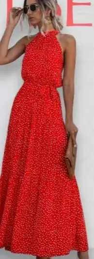 2025 Women's Printed Lace-Up Gown Dress