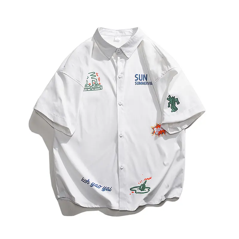 Men Sun & Emotions Short Sleeve Shirt Black White - Image 7