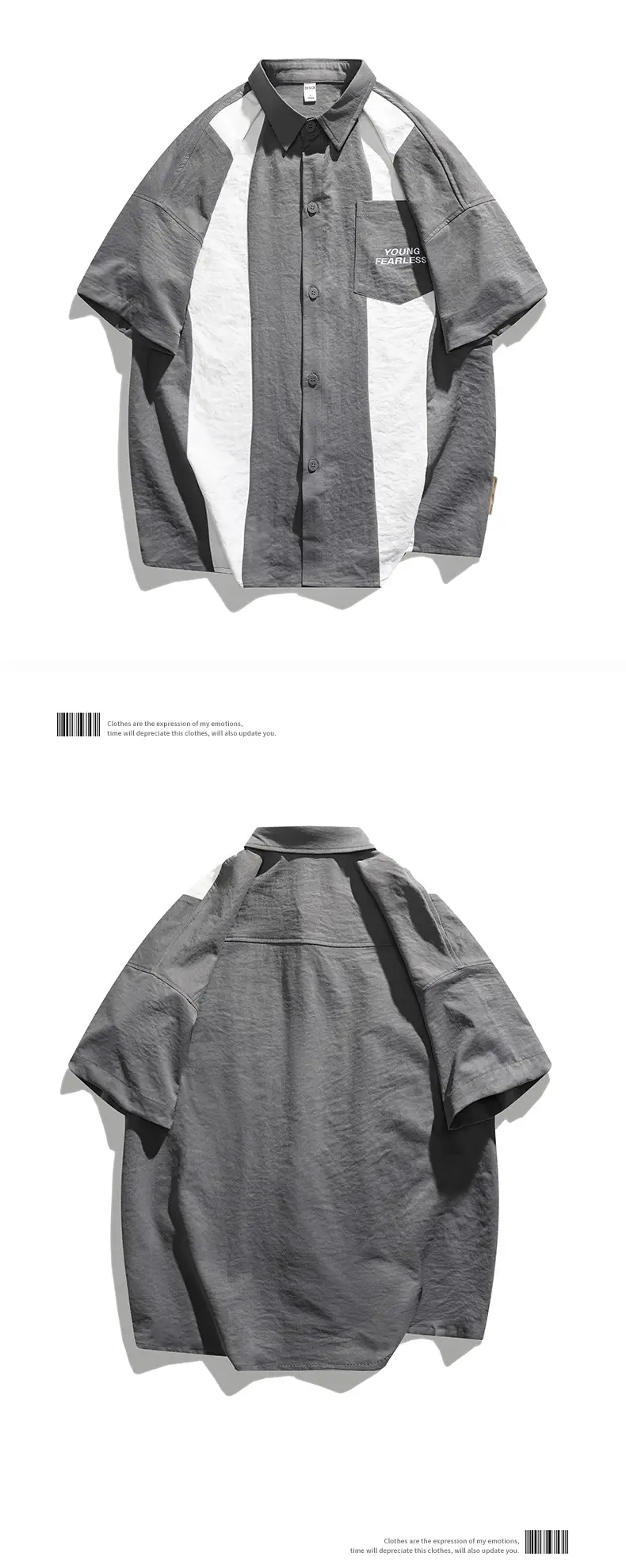 Men Sun & Emotions Short Sleeve Shirt Black White — feature 13