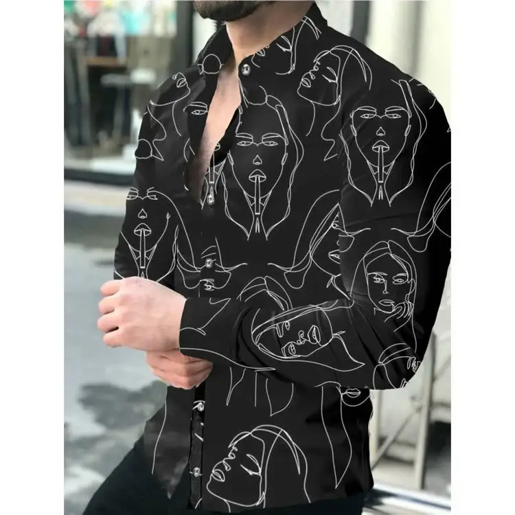 Men's 3D Printed Leopard Print Long Sleeve Shirt - Image 9