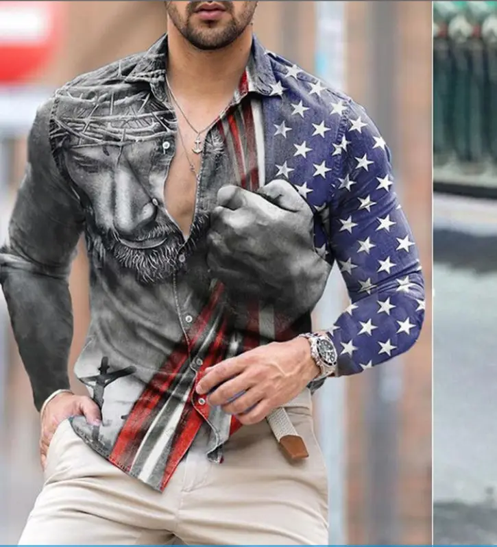 Men's 3D Printed Leopard Print Long Sleeve Shirt - Image 14