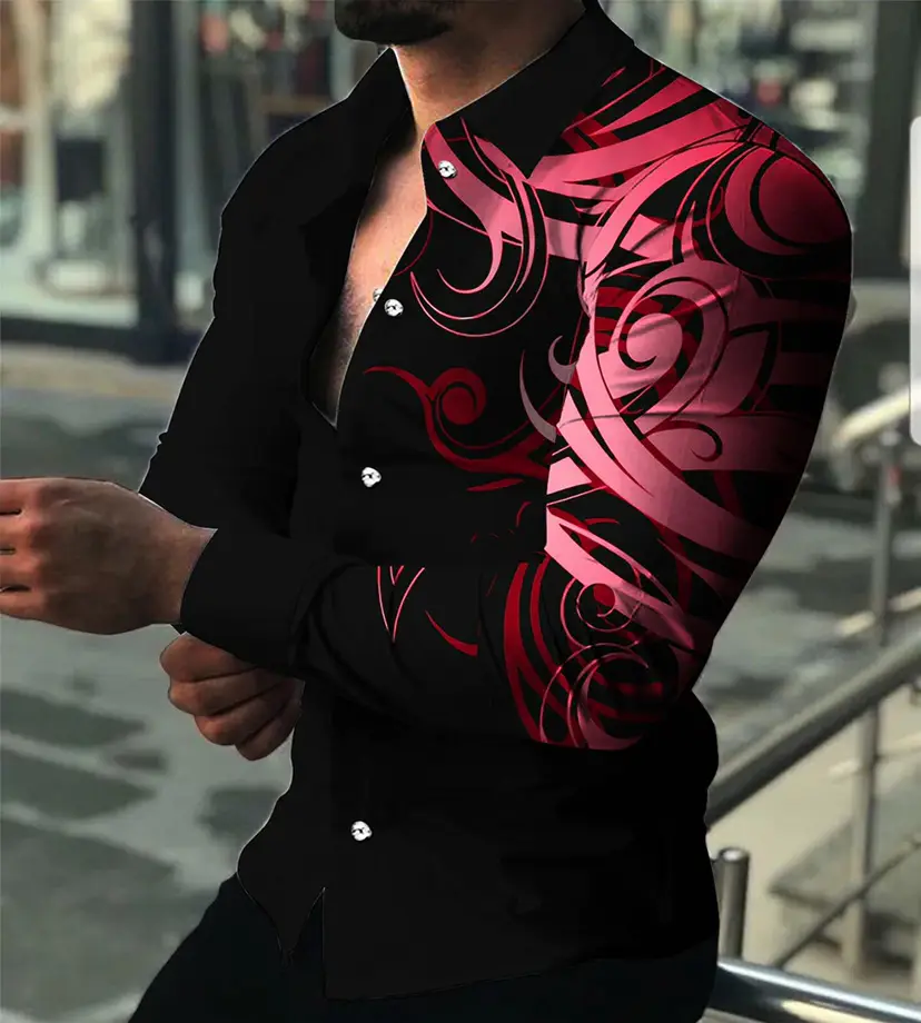 Men's 3D Printed Leopard Print Long Sleeve Shirt - Image 16