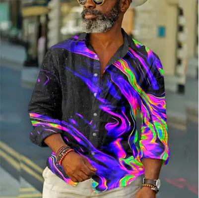 Men's 3D Printed Leopard Print Long Sleeve Shirt - Image 21