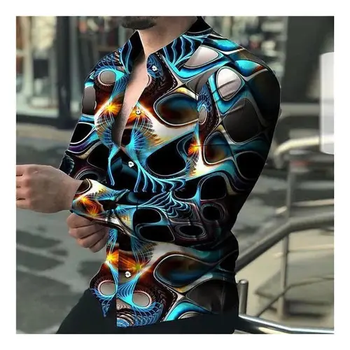 Men's 3D Printed Leopard Print Long Sleeve Shirt - Image 23