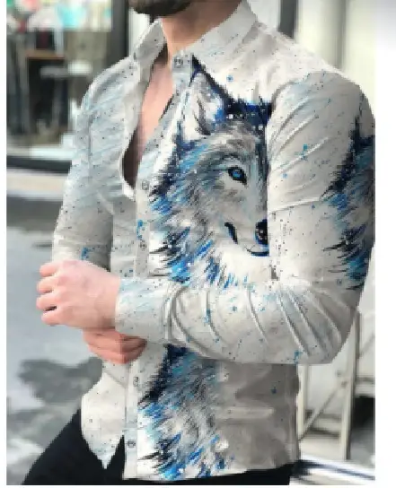 Men's 3D Printed Leopard Print Long Sleeve Shirt - Image 27