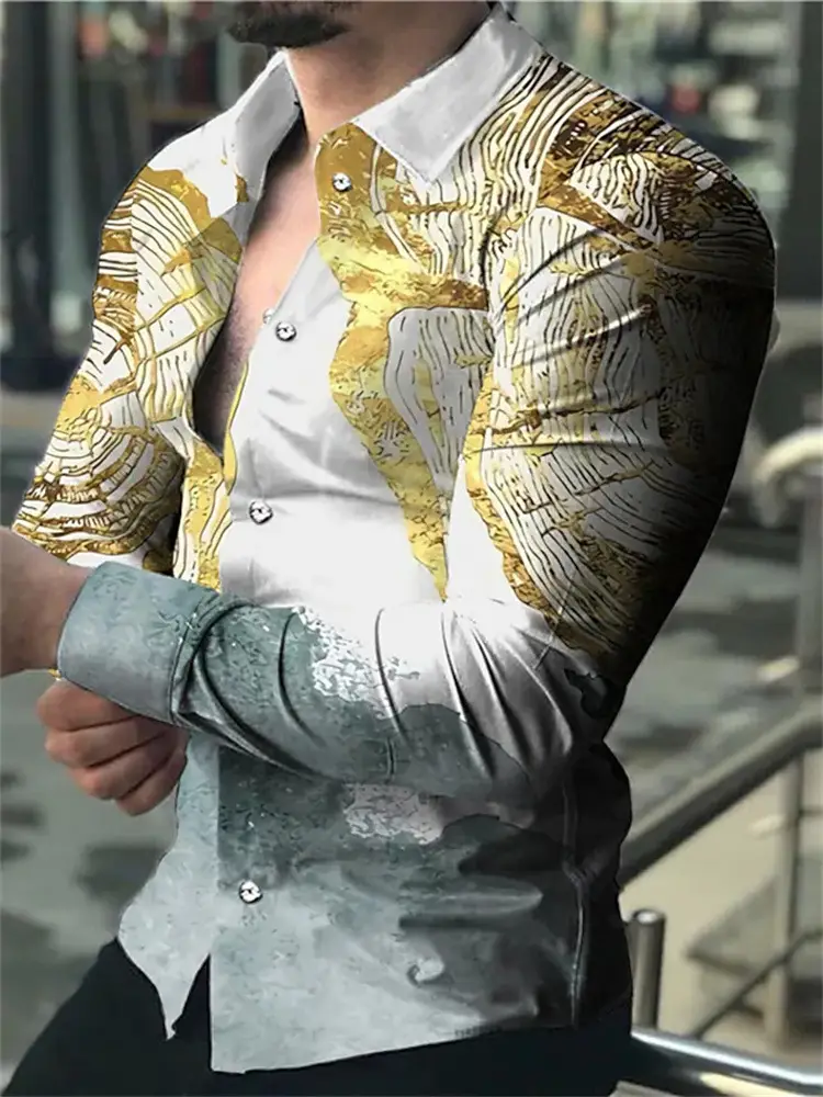 Men's 3D Printed Leopard Print Long Sleeve Shirt - Image 3