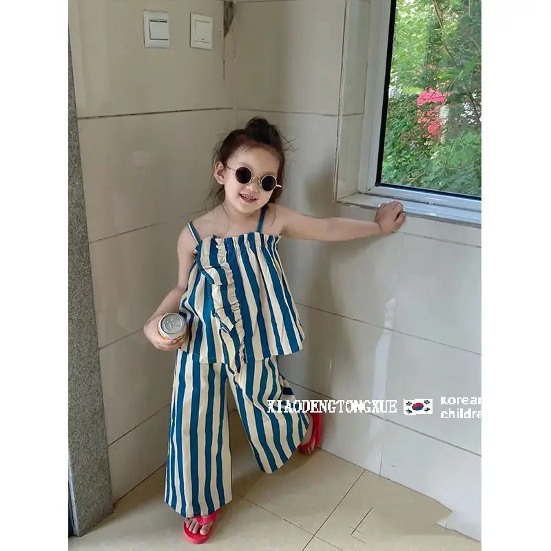 Kids Striped Cotton Suit 2025 Summer Korean Style - Image 4