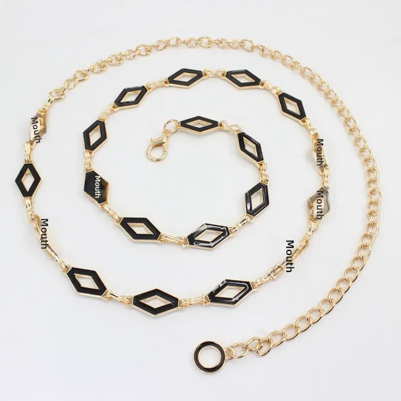 Women's Black & White Geometric Waist Chain - Image 2
