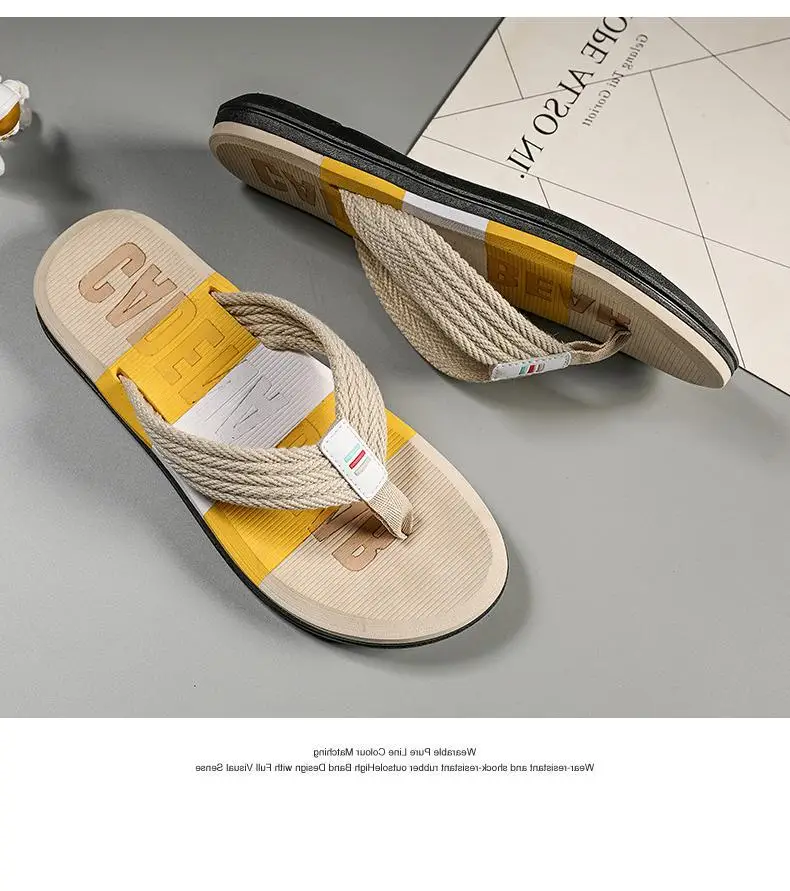 Korean Trend Yellow Strap Beach Flip Flops — feature 20
