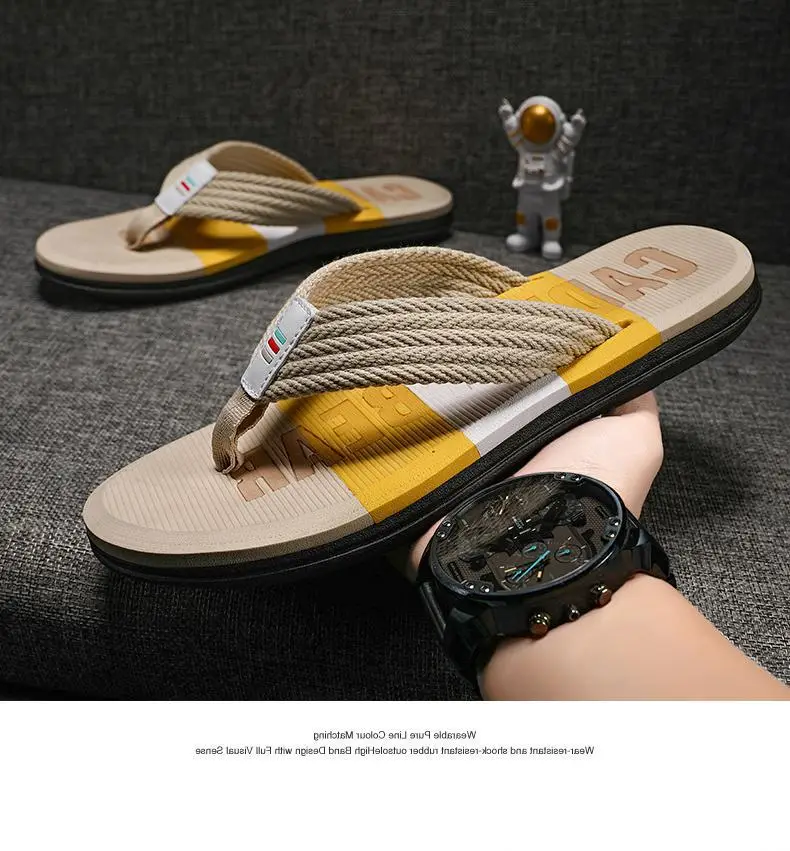Korean Trend Yellow Strap Beach Flip Flops — feature 21
