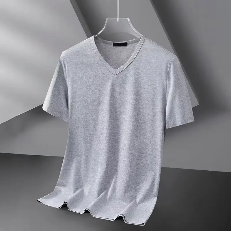 Men V-Neck Slim Fit White Polyester Top 160g - Image 14