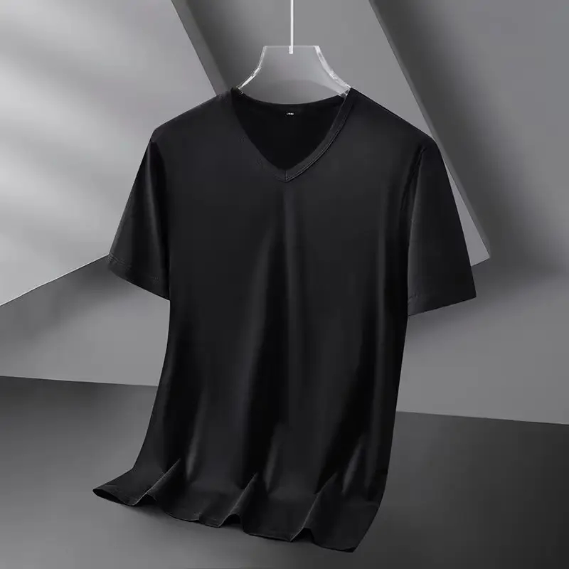 Men V-Neck Slim Fit White Polyester Top 160g - Image 16