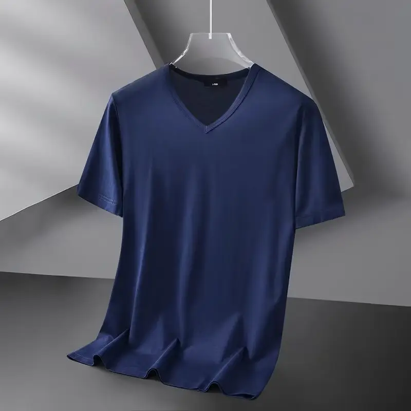 Men V-Neck Slim Fit White Polyester Top 160g - Image 6