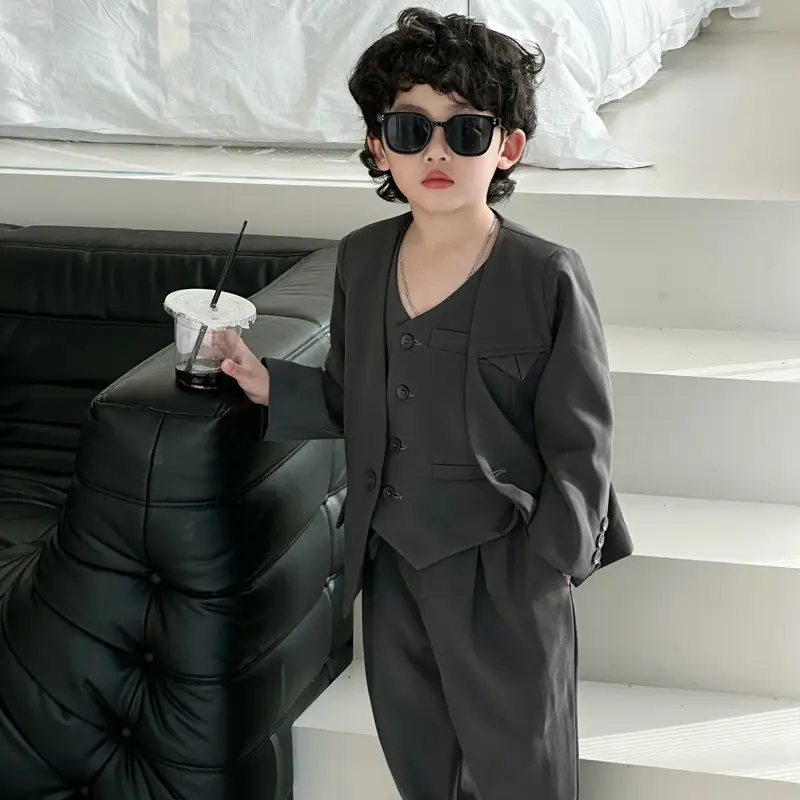 Boys' Suit Black Korean Style Kids Vest Dress - Image 6