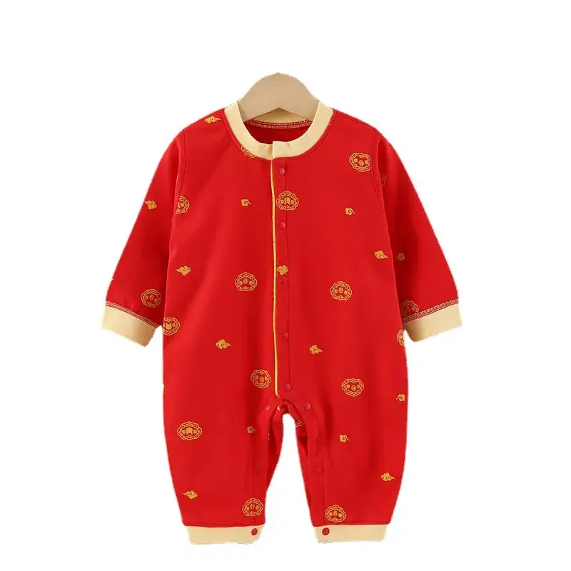 Baby Red Full Moon Long Sleeve Jumpsuit Set - Image 7