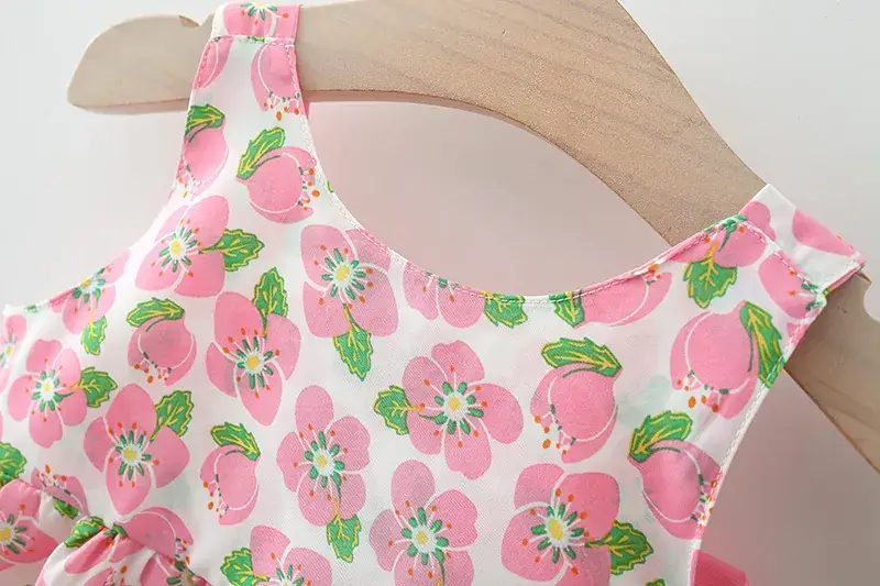 Girls Floral Bow Summer Dress with Straw Hat — feature 8