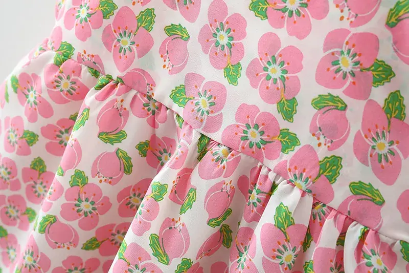 Girls Floral Bow Summer Dress with Straw Hat — feature 9