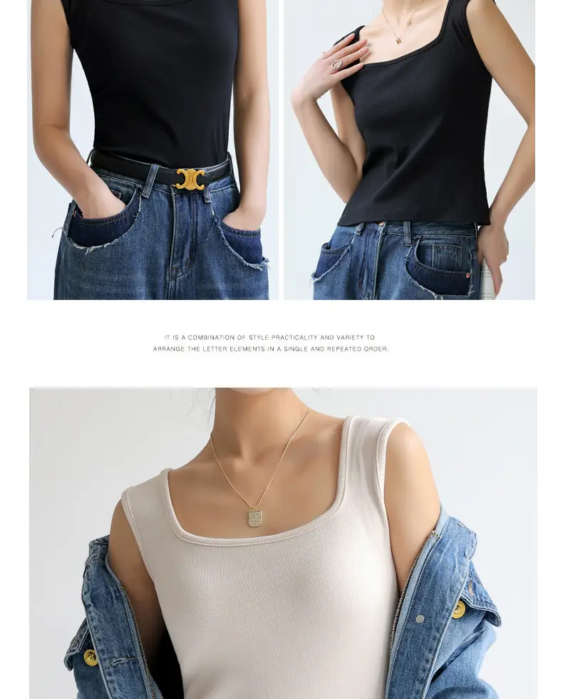 Women V Neck Sleeveless Black Cotton Camisole — feature 19