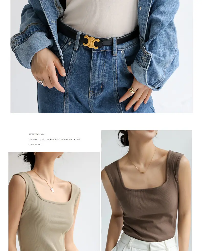 Women V Neck Sleeveless Black Cotton Camisole — feature 20