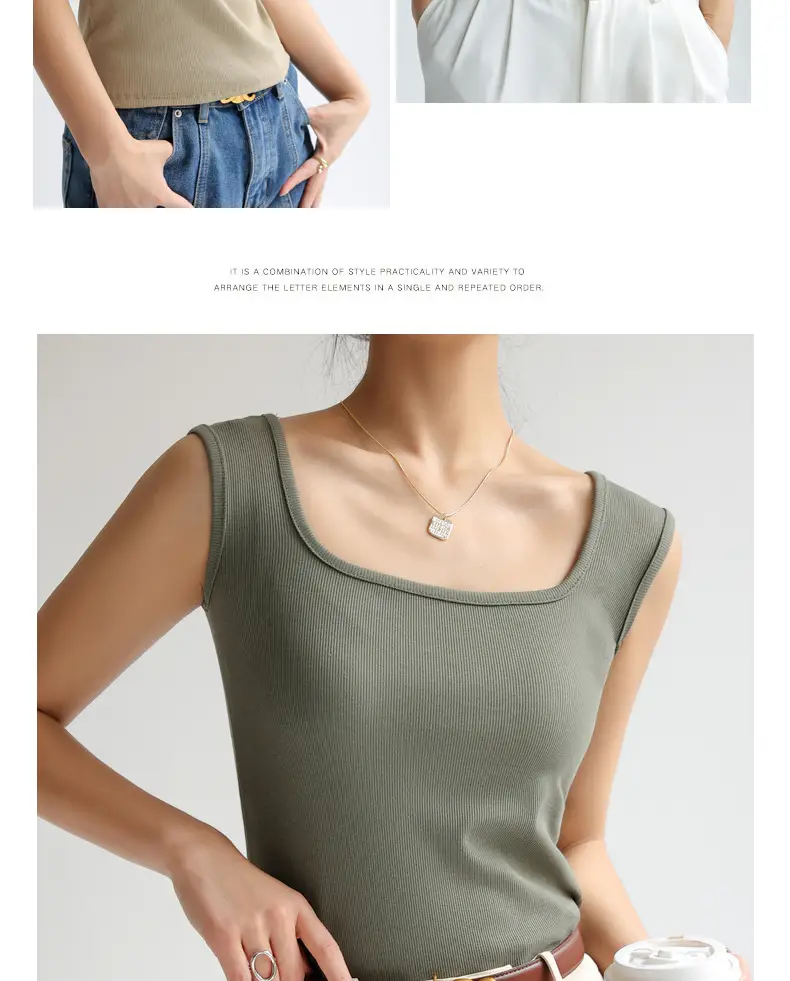Women V Neck Sleeveless Black Cotton Camisole — feature 21