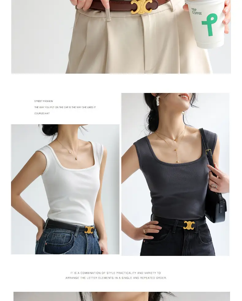 Women V Neck Sleeveless Black Cotton Camisole — feature 22