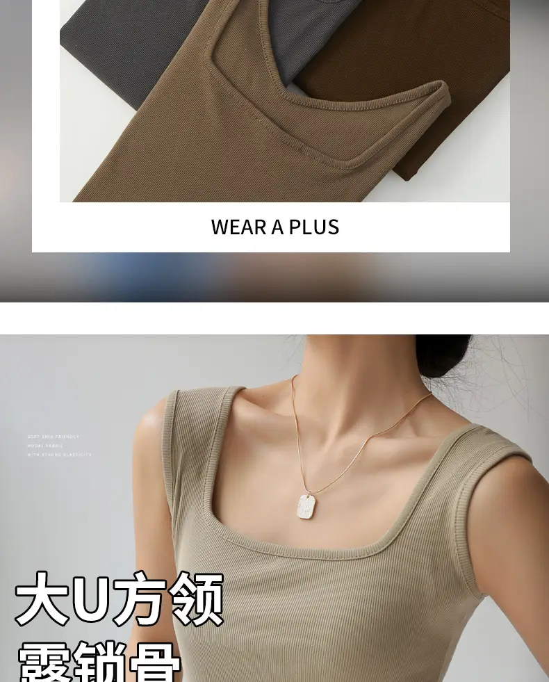 Women V Neck Sleeveless Black Cotton Camisole — feature 6