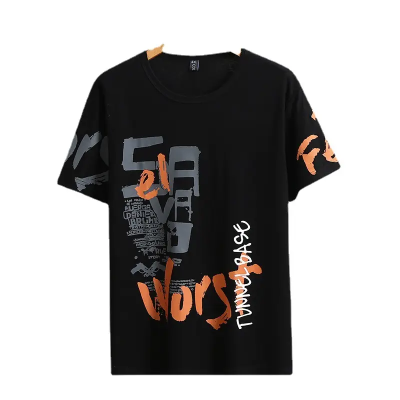 Black Graphic Short Sleeve Hooded Shorts Set Large - Image 8