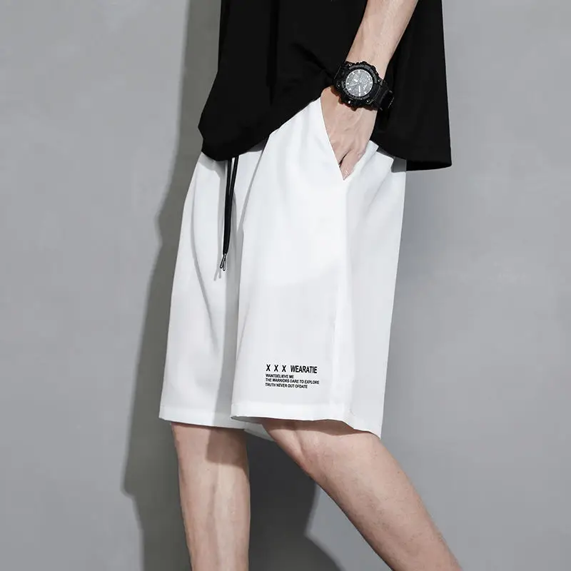 White Ice Silk Thin Shorts for Boys Summer Casual Loose Sports Quick-drying - Image 10