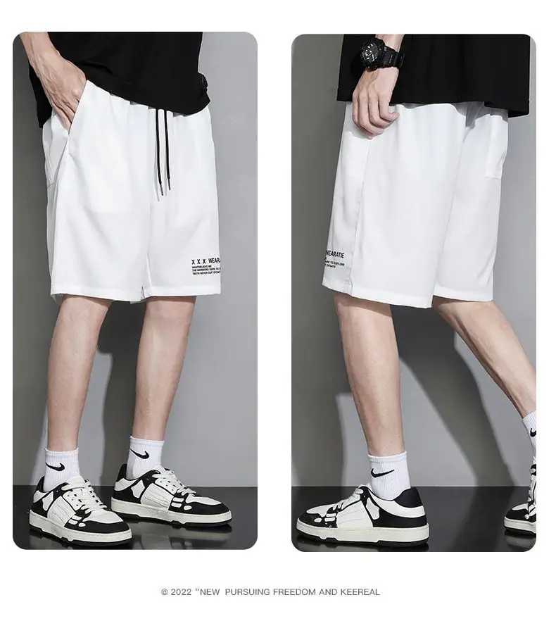 White Ice Silk Thin Shorts for Boys Summer Casual Loose Sports Quick-drying — feature 15