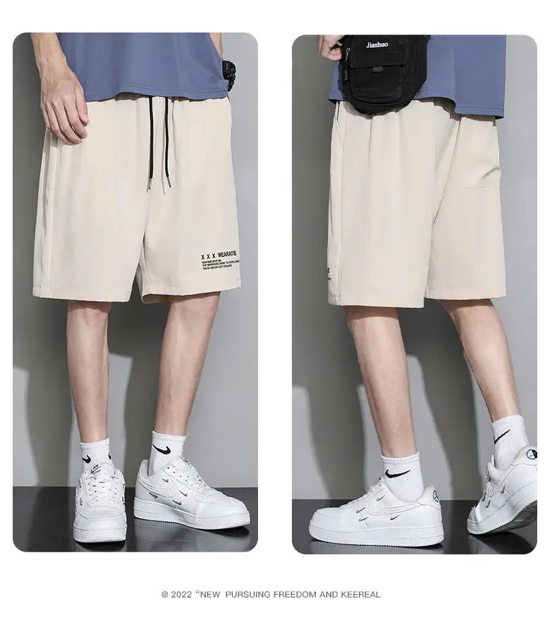 White Ice Silk Thin Shorts for Boys Summer Casual Loose Sports Quick-drying — feature 17