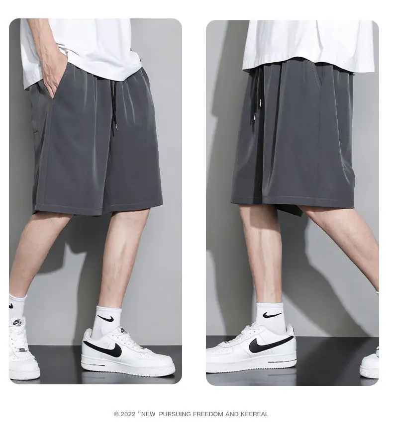 White Ice Silk Thin Shorts for Boys Summer Casual Loose Sports Quick-drying — feature 19