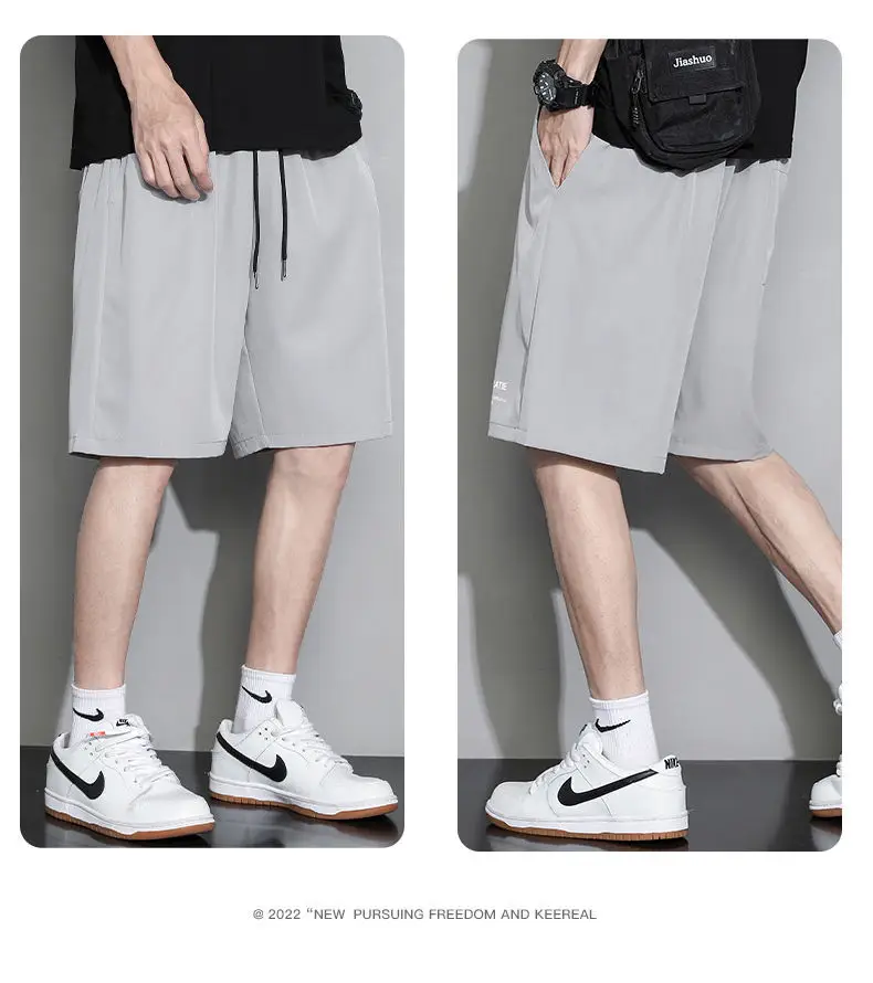 White Ice Silk Thin Shorts for Boys Summer Casual Loose Sports Quick-drying — feature 21