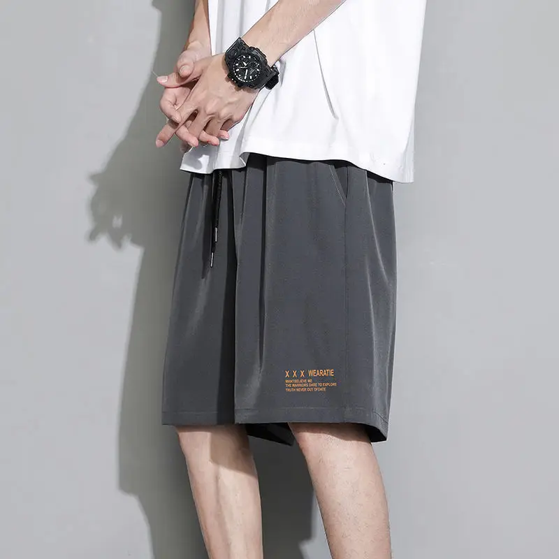 White Ice Silk Thin Shorts for Boys Summer Casual Loose Sports Quick-drying - Image 2