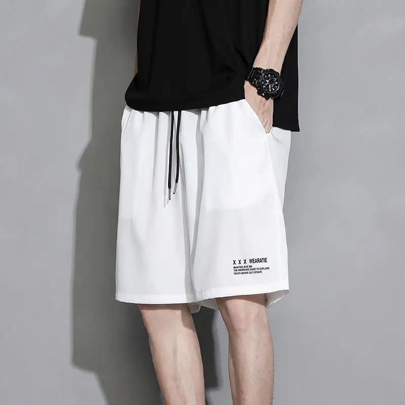 White Ice Silk Thin Shorts for Boys Summer Casual Loose Sports Quick-drying - Image 5