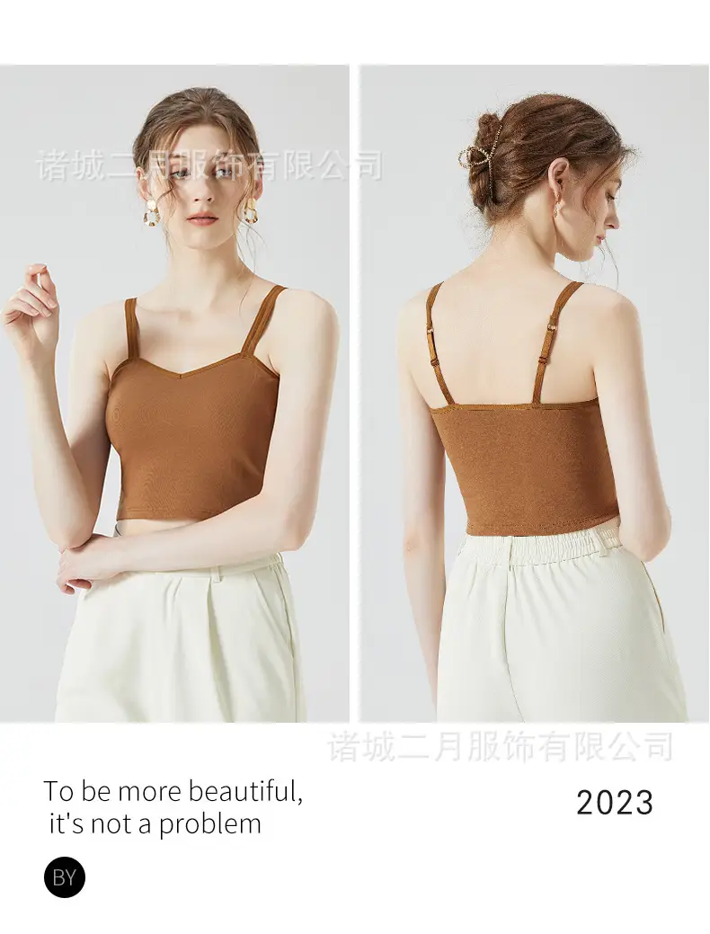 Women's 2023 Summer Camisole Vest with Chest Pad — feature 22