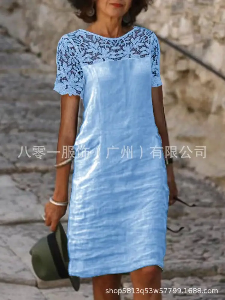 2023 White Lace Round Neck Cotton Dress for Women — feature 4