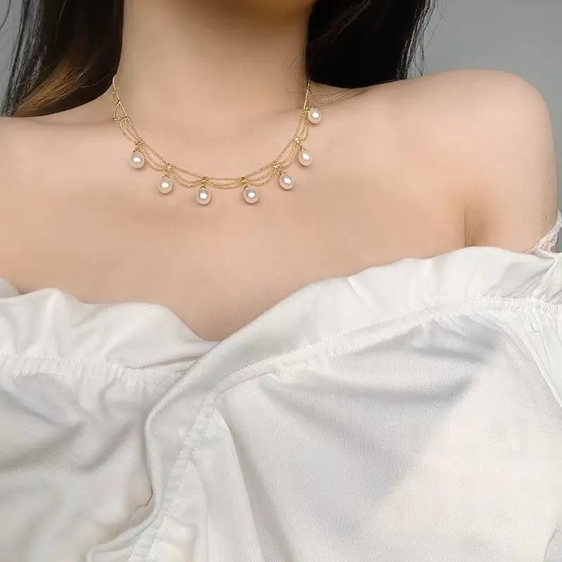 Real Gold Pearl Necklace with Natural Pearls - Image 4