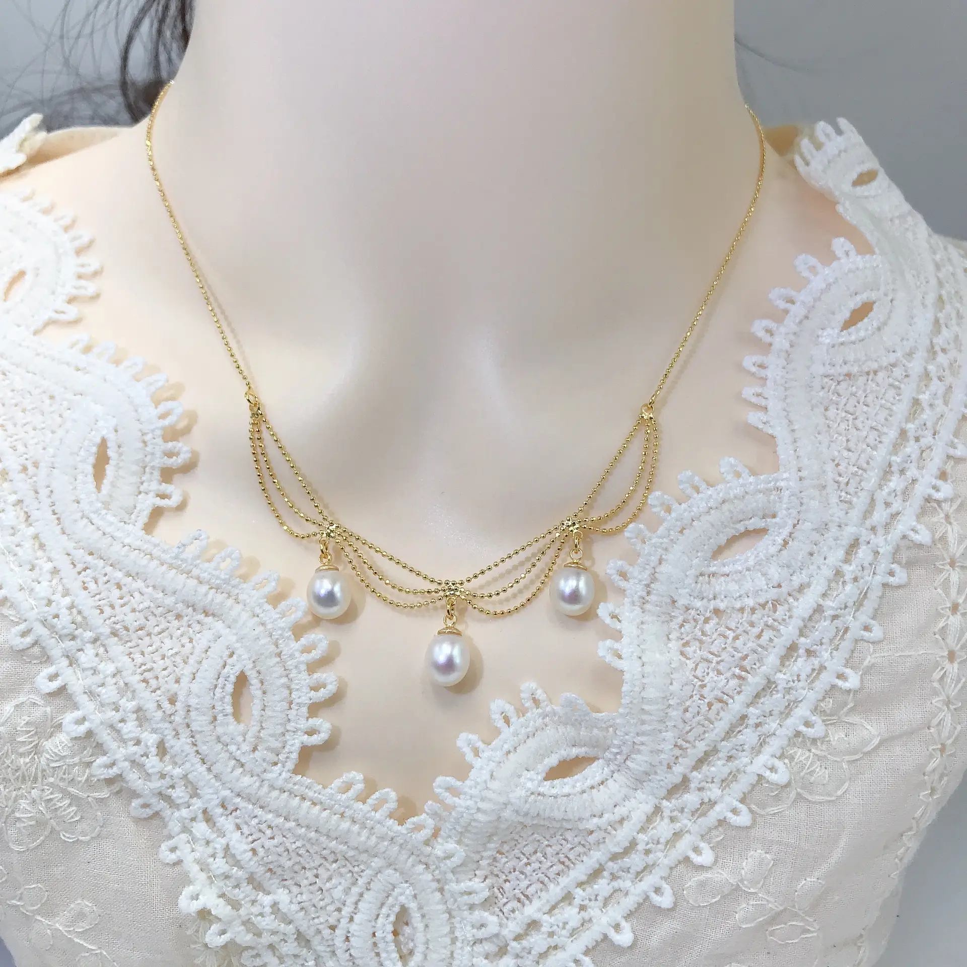 Real Gold Pearl Necklace with Natural Pearls - Image 6