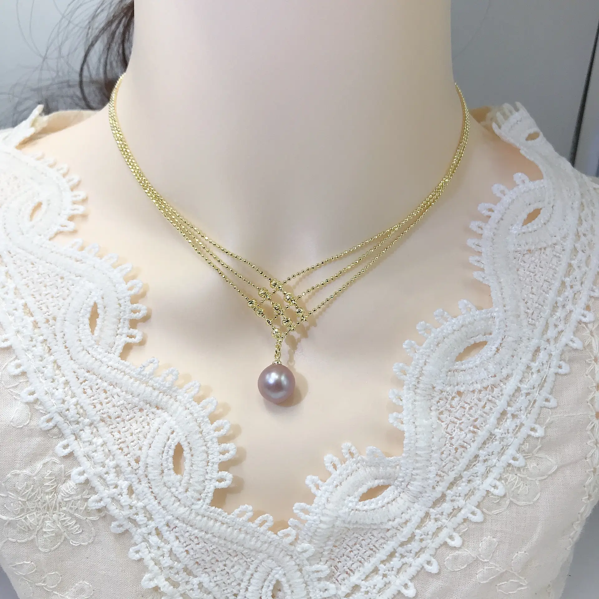 Real Gold Pearl Necklace with Natural Pearls — feature 1